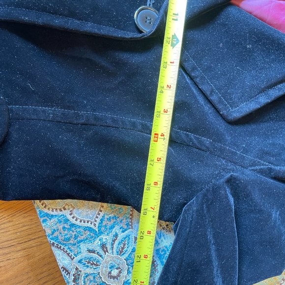 Gallery Velvet Double Breasted Black Pea Coat Blazer Size S - Picture 13 of 16